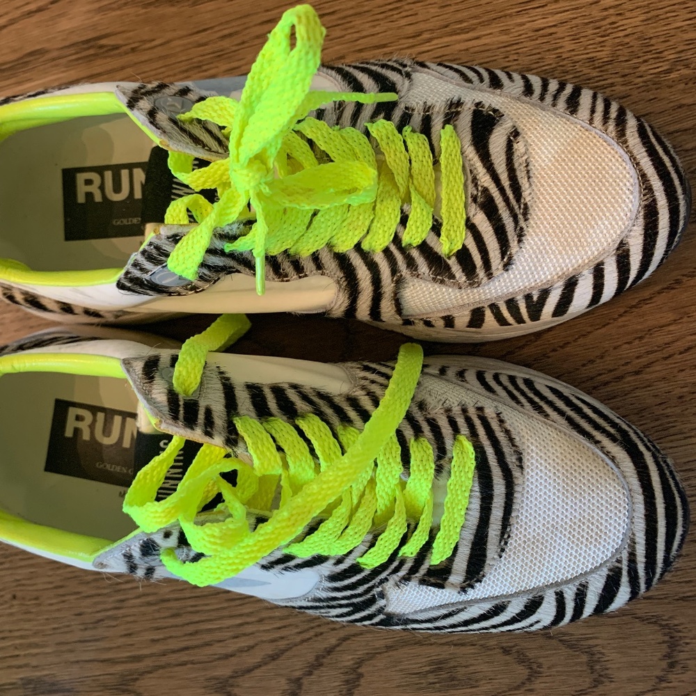 Golden Goose Zebra Print Tennis Shoes